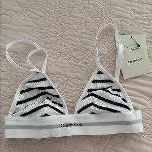 Calvin Klein Cotton Modal Stretch Rib Striped Bralette (Unlined Triangle)